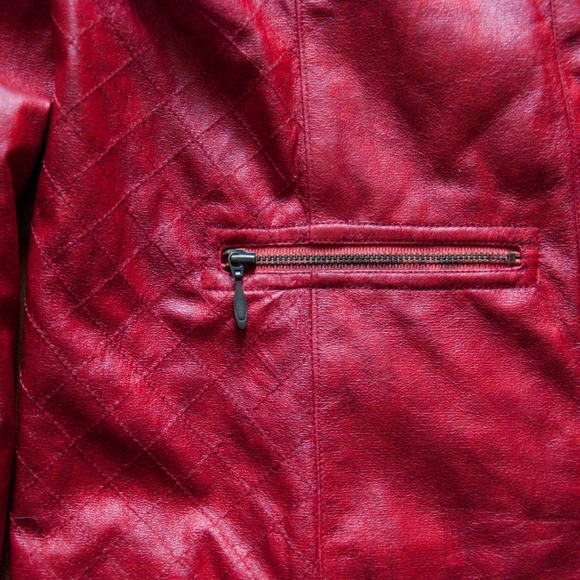 a la carte Red Faux Leather Moto Style Jacket - Picture 5 of 5